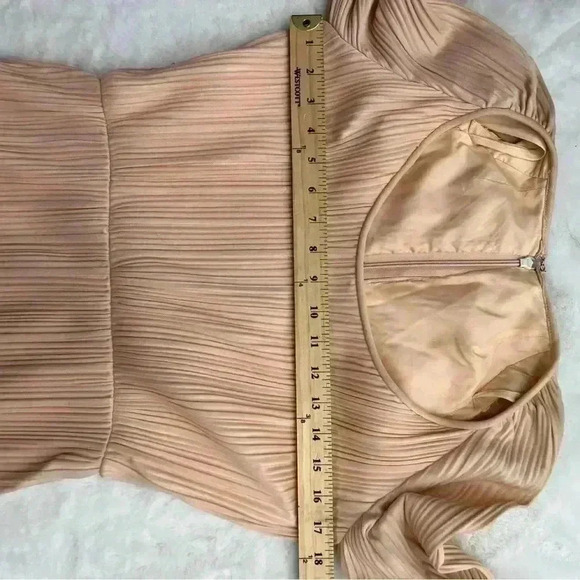 Vintage 70s Marita By Anthony Muto Gown Size 12 Deadstock NWT Peach Pleated - Picture 8 of 15